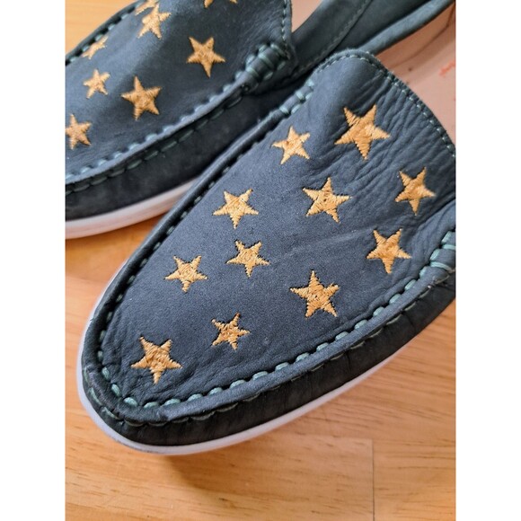 Marc Joseph Madison Leather Nubuck Loafers Big Kid Size 3.5 Green w/ Gold Stars - Picture 3 of 16